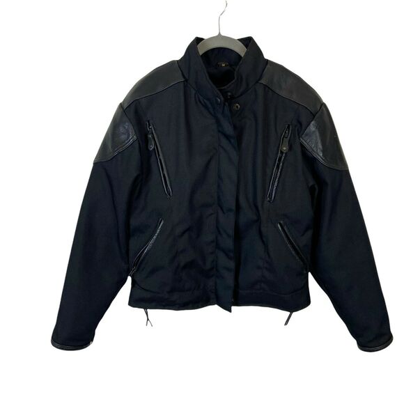 Motorcycle Jacket Vintage Hot Leathers Mens Black Long Sleeve Front Pockets Sz M